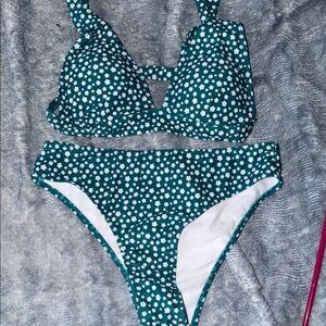 Green Floral Two-Piece Bikini